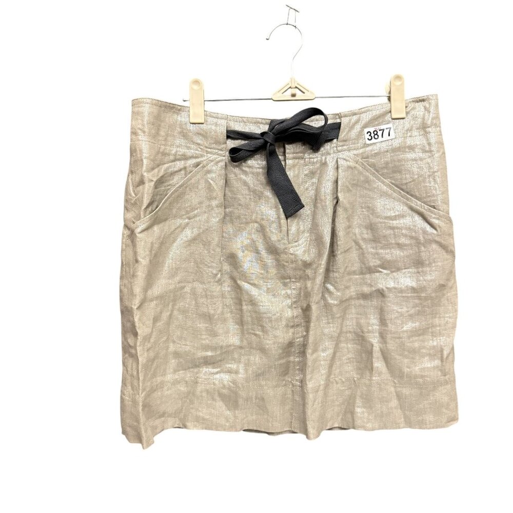 Comptoir Des Cotonniers Linen Mini Skirt Women's Size EU 40/US 8 Gold Drawstring